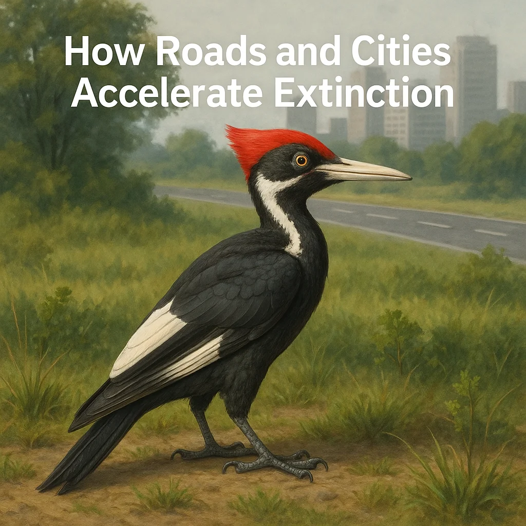 How Roads and Cities Accelerate Extinction